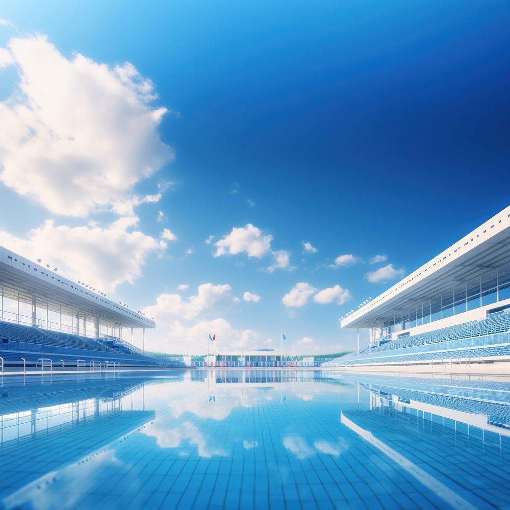 Swimming pool indoor stadium outdoors nature sports. AI generated Image by rawpixel.