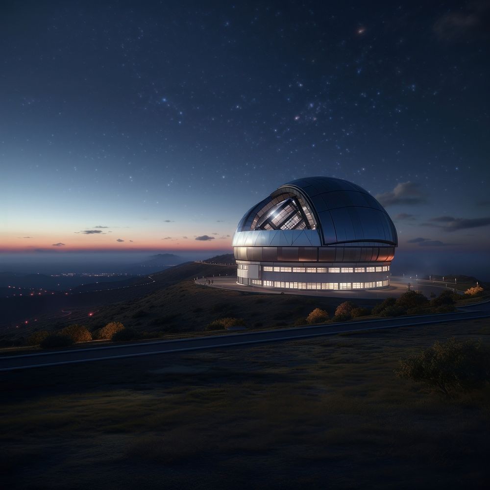 Planetary observation Extremely Large Telescope architecture observatory telescope. AI generated Image by rawpixel.