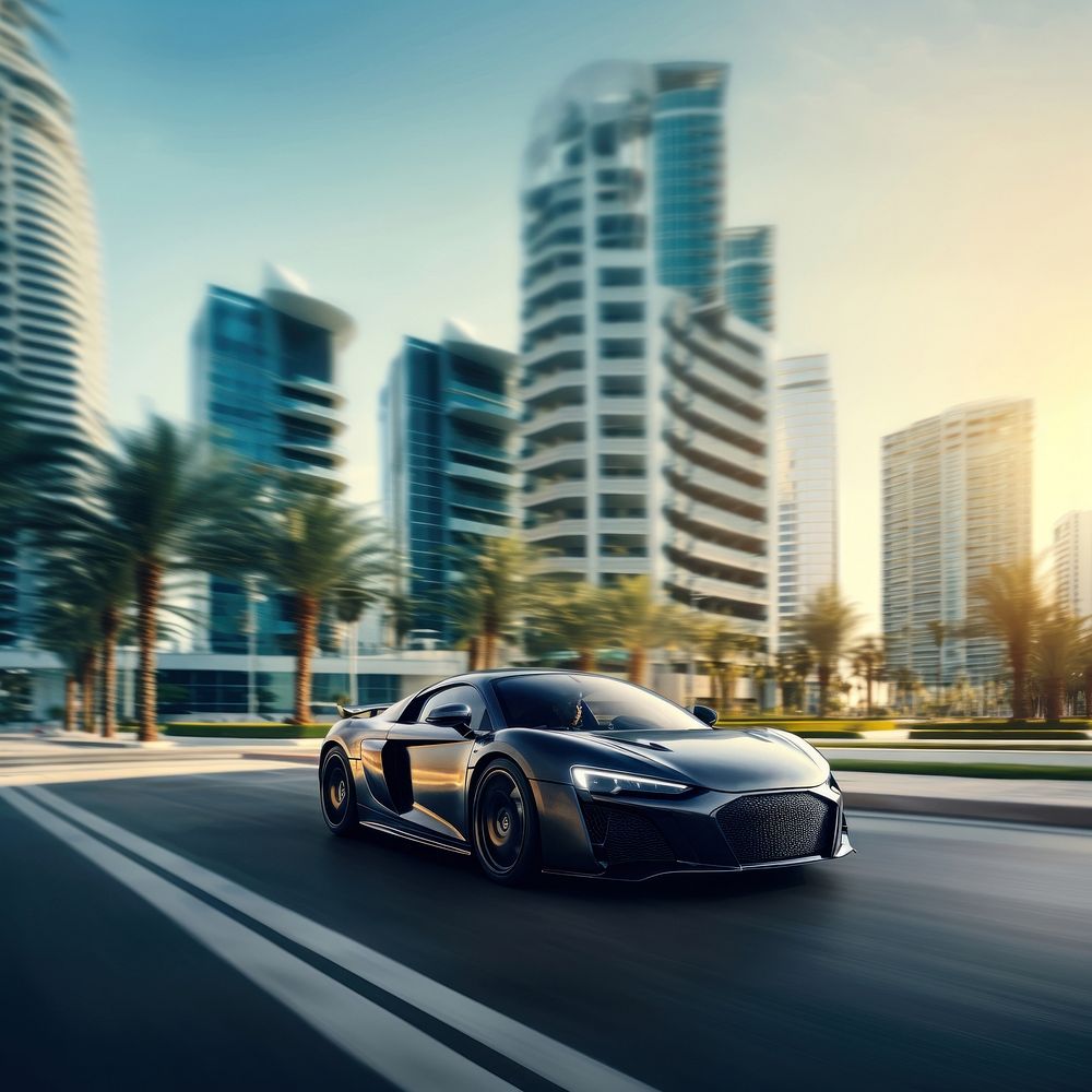 Luxury car architecture building vehicle. AI generated Image by rawpixel.