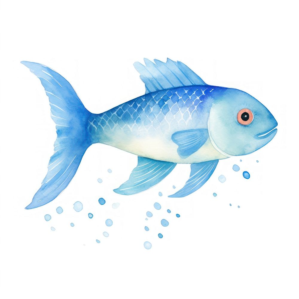 Fish swimming animal white background. AI generated Image by rawpixel.