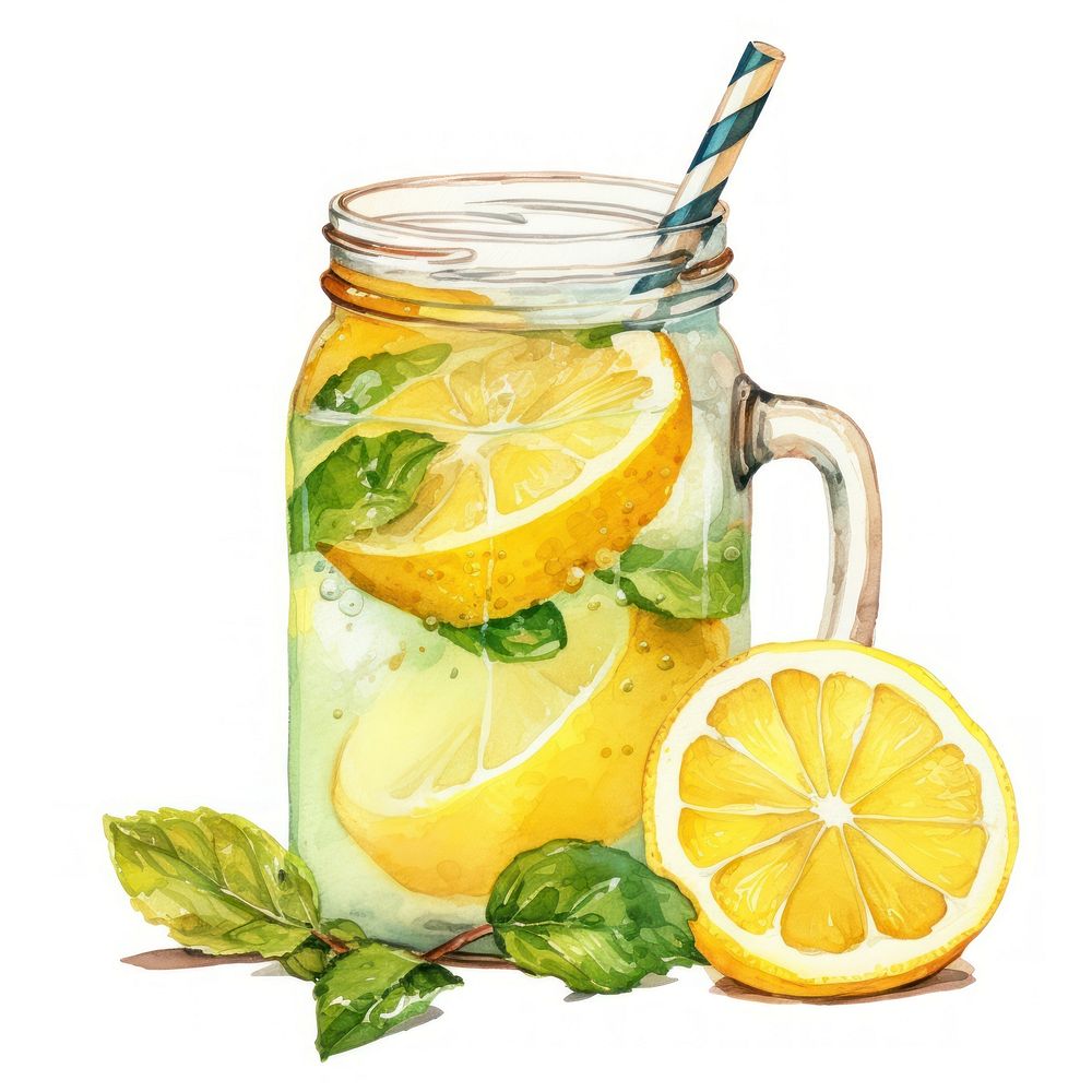 Lemonade drink glass straw. AI generated Image by rawpixel.