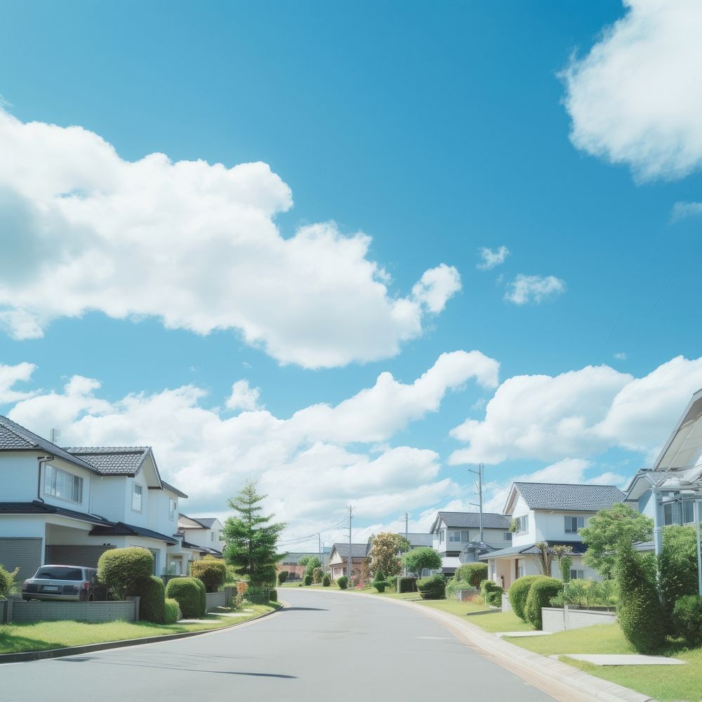 Neighborhood suburb sky outdoors. AI generated Image by rawpixel.
