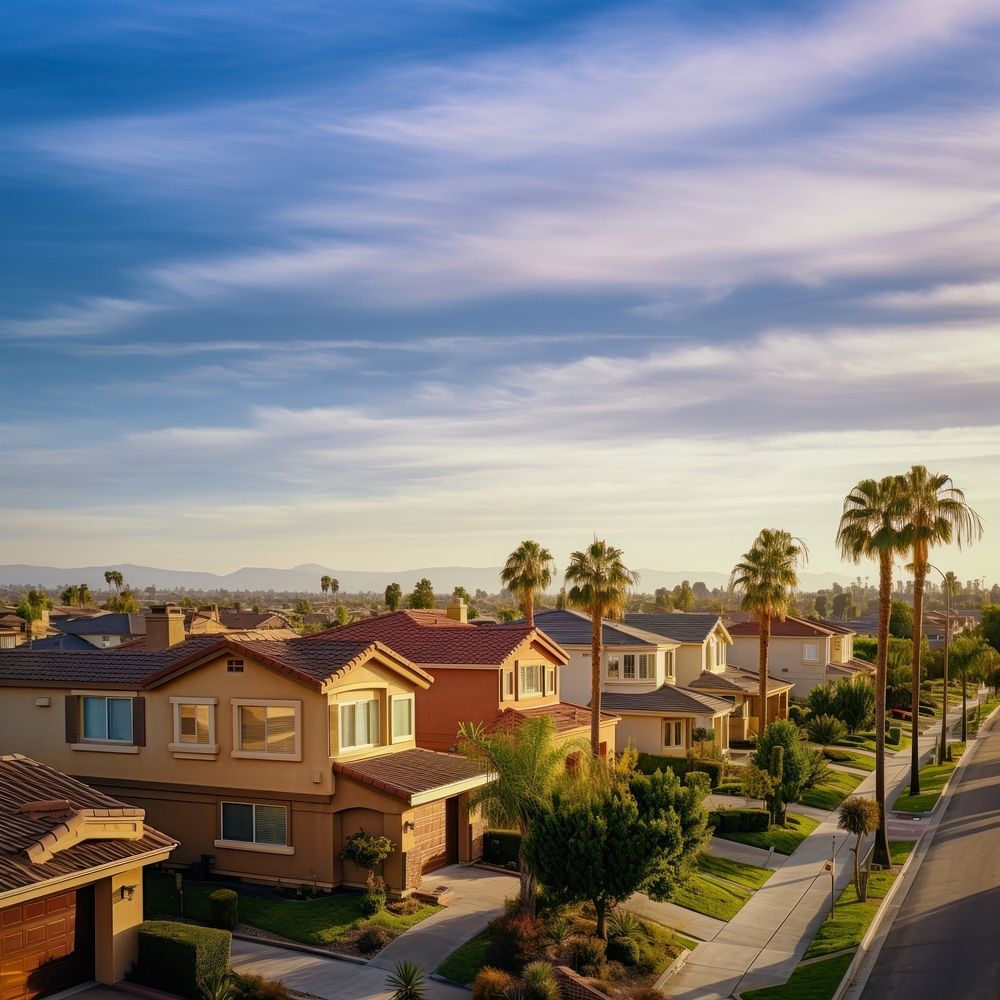 Neighborhood suburb architecture landscape. AI generated Image by rawpixel.