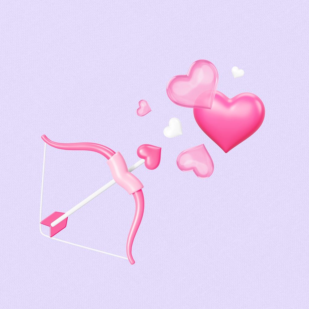 Cupid bow and arrow, 3D Valentine's Day remix