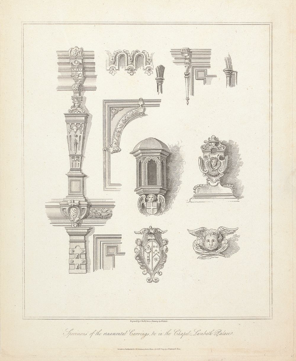 Specimens of the Ornamental Carvings and c. in the Chapel: Lambeth Palace