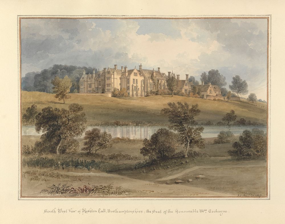South West View of Rushton Hall, Northamptonshire; the Seat of the Honourable Mrs. Cockayne