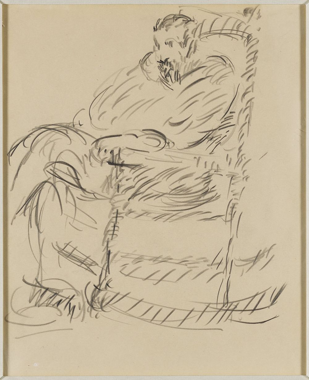 Man in a Rocking Chair (ca. 1908) drawing in high resolution by Marsden Hartley. Original from the Minneapolis Institute of…