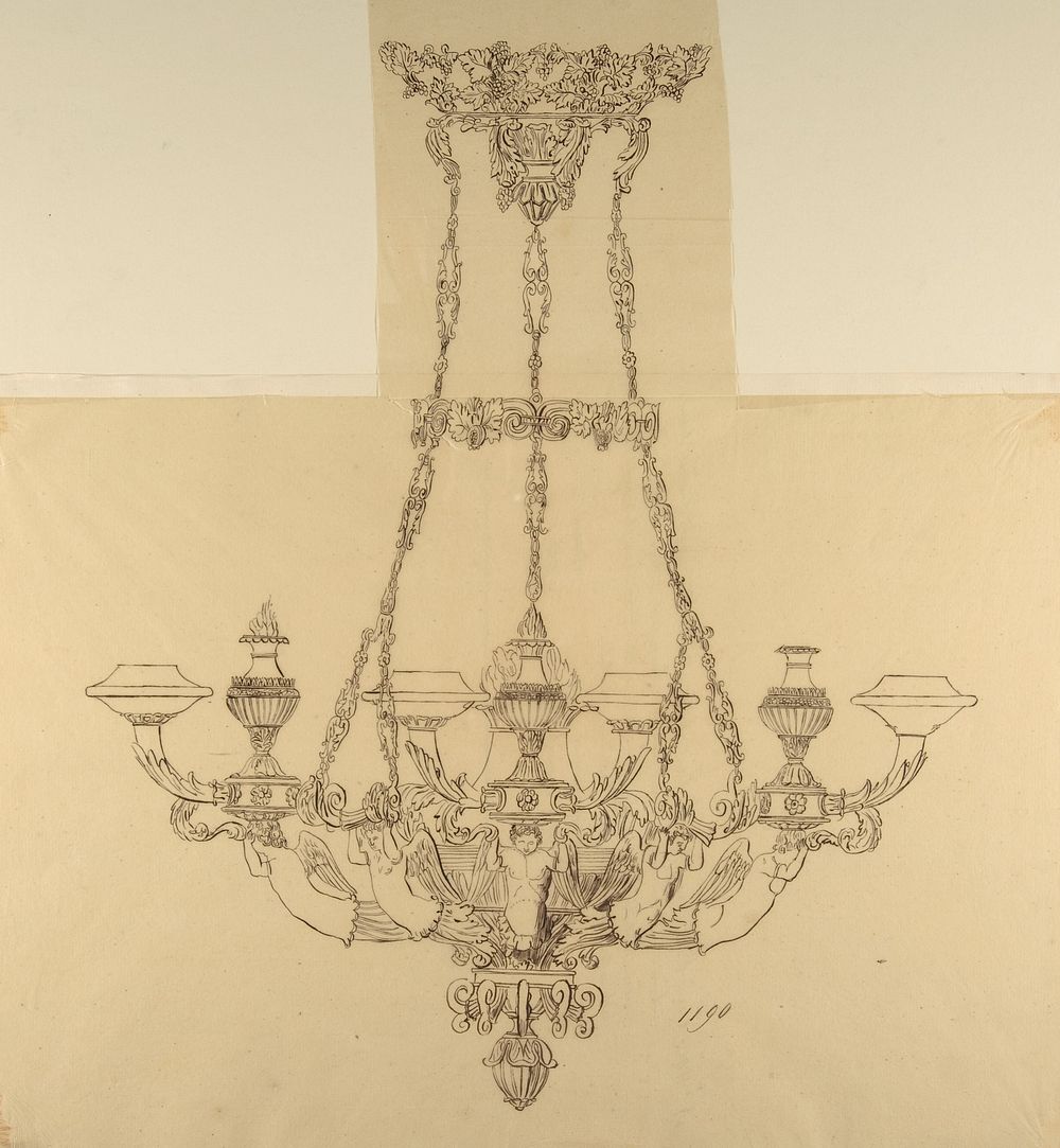 Design for a Chandelier, Anonymous, French, 19th century