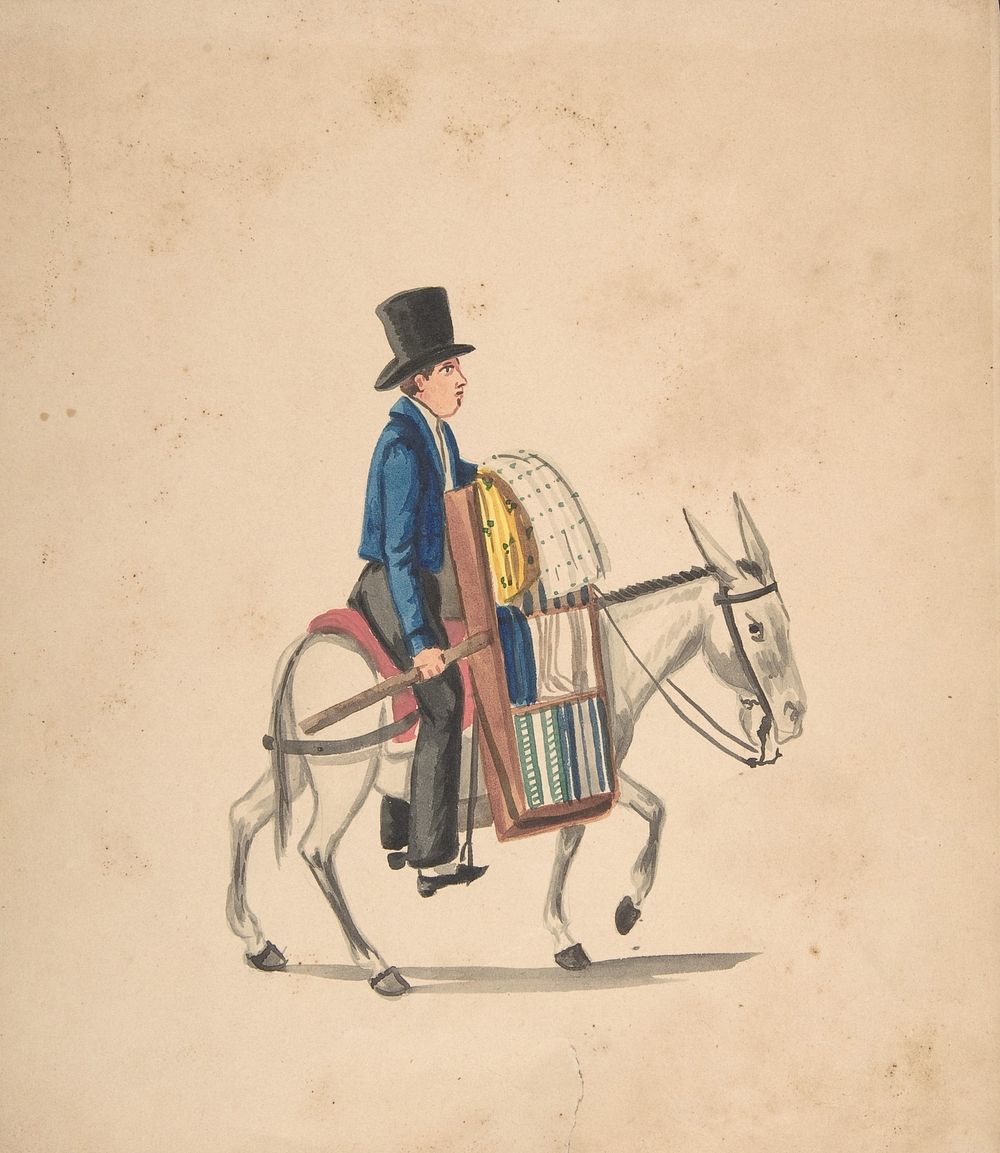 A Man Riding on a Donkey by Anonymous, Peruvian, 19th century