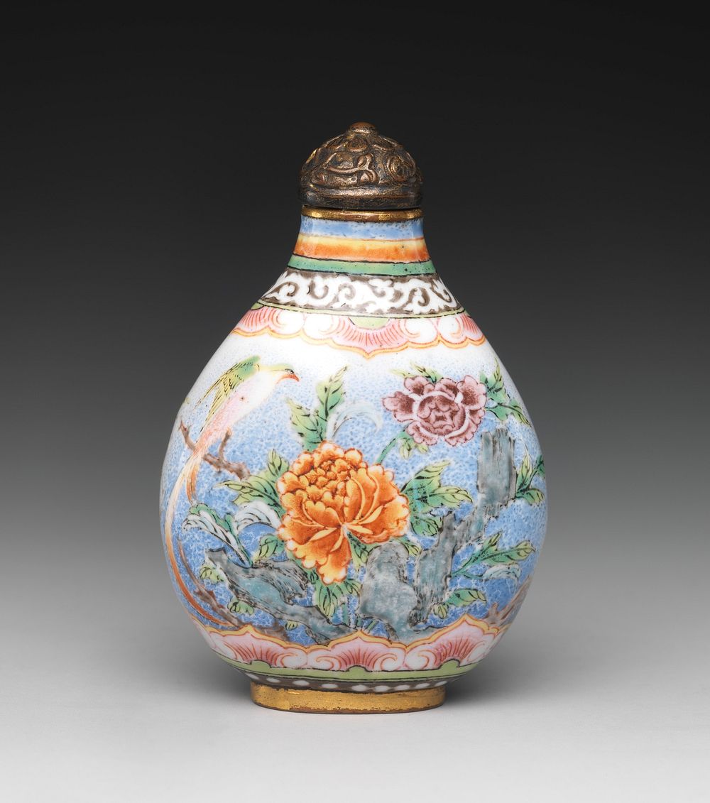 Snuff Bottle with Peony and Bird, China