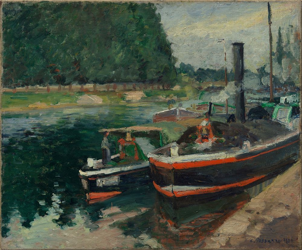 Barges at Pontoise by Camille Pissarro