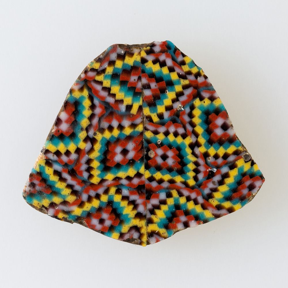 Inlay fragment, small colored squares forming a diamond pattern