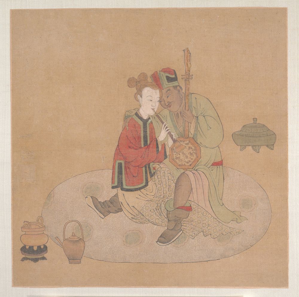 Tartar Officer with Blond Lady Playing Musical Instruments by Unidentified artist