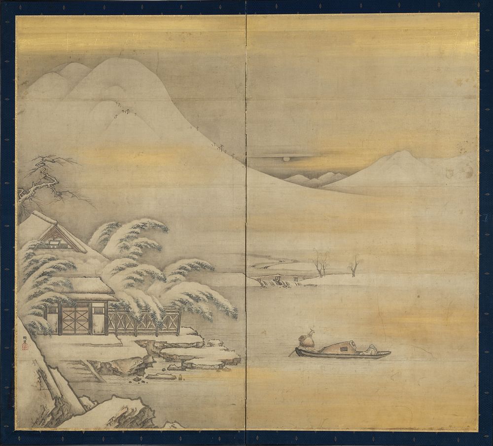 Wang Ziyou Visiting Dai Andao on a Snowy Evening (Ō Shiyū hō Tai Andō zu) by Kano Sansetsu