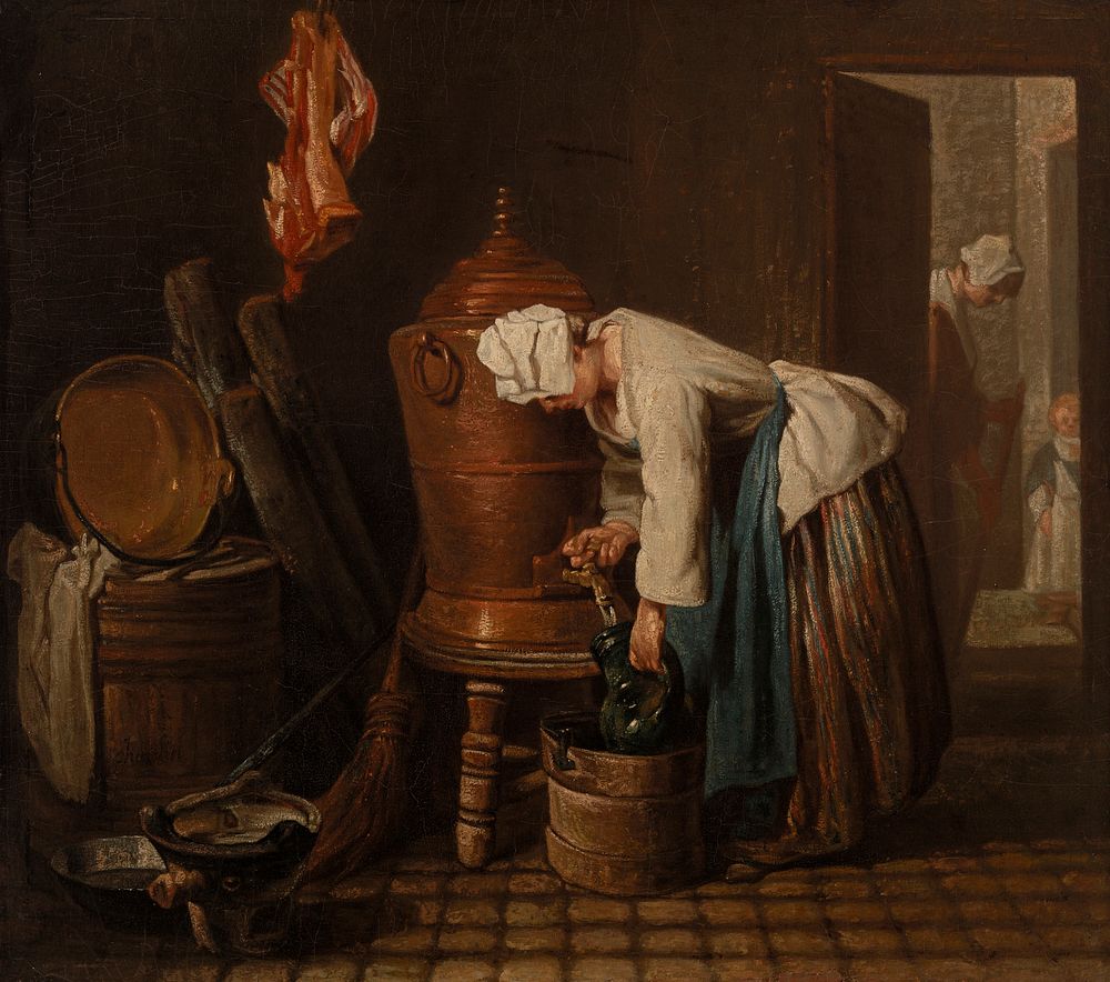 Woman Drawing Water from a Water Urn (The Water Urn) by Jean Siméon Chardin