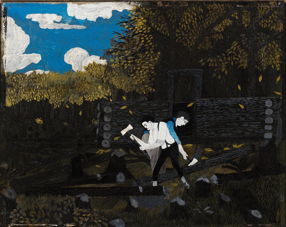 Abraham Lincoln and His Father Building Their Cabin on Pigeon Creek by Horace Pippin