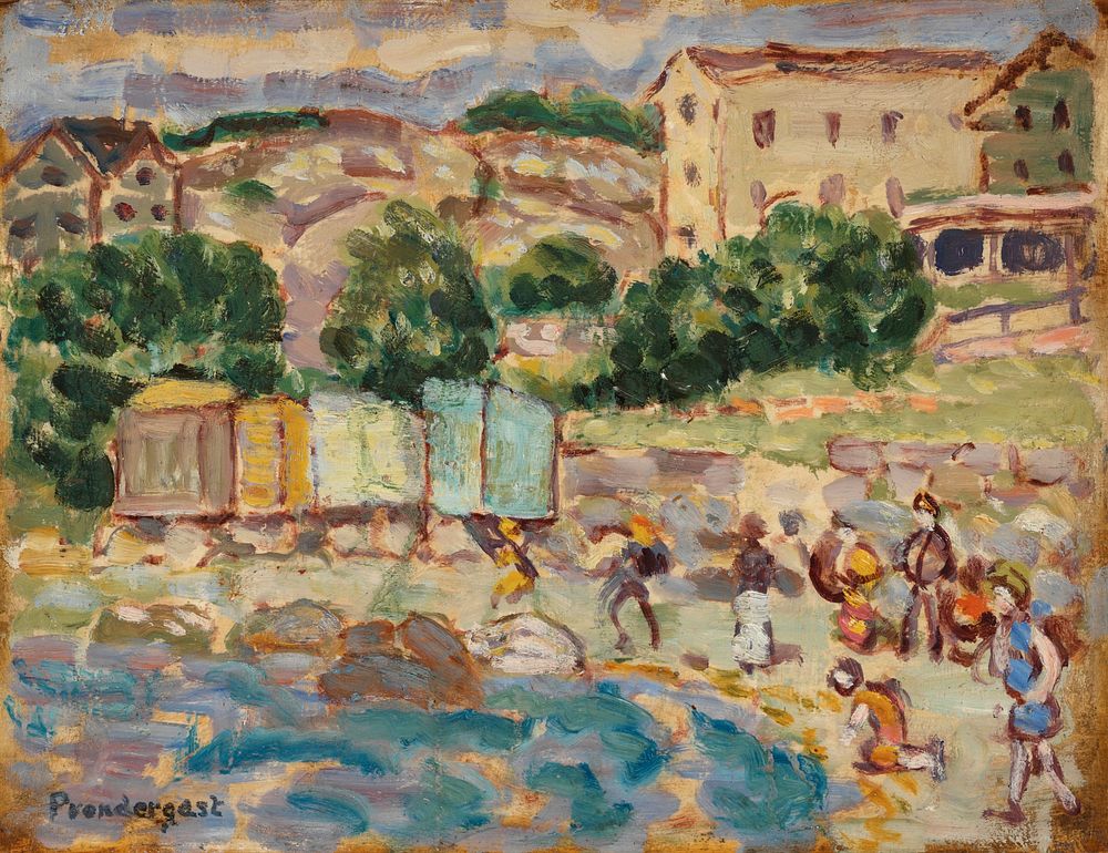 Beach and Village by Maurice Brazil Prendergast