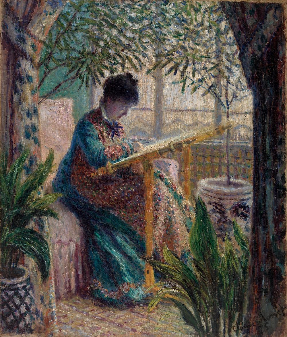 Madame Monet Embroidering (Camille au métier) by Claude Monet