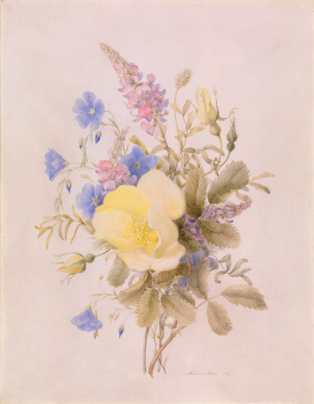 Flowers with Yellow Rose by Unidentified artist