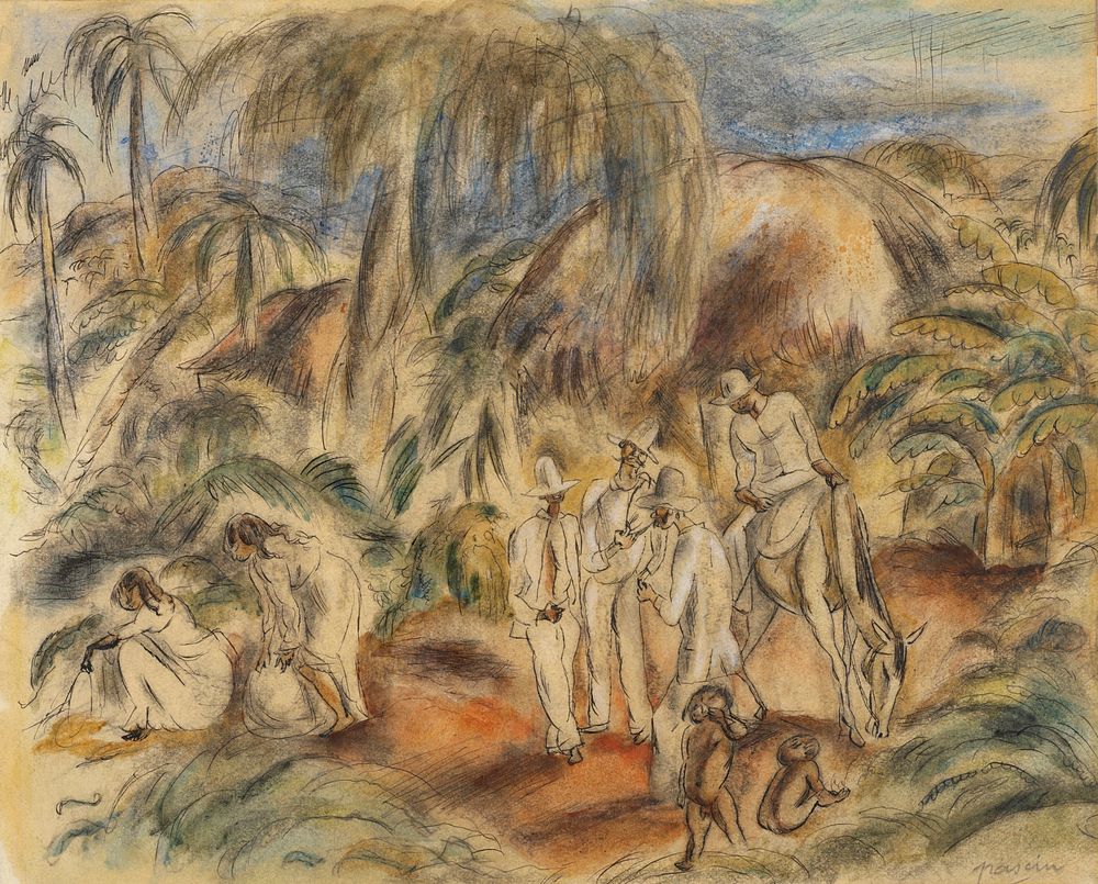 Figures in Tropical Landscape by Jules Pascin