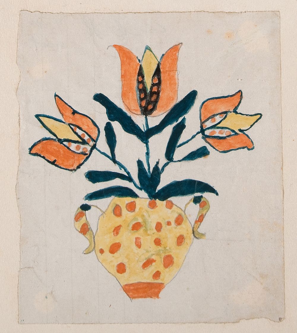 Three Tulips in Vase by Unidentified artist