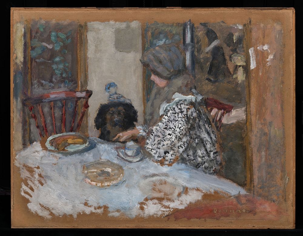Woman with Dog, or Woman and Dog at Table (Femme au chien, ou Femme et chien Ã  table) by Pierre Bonnard