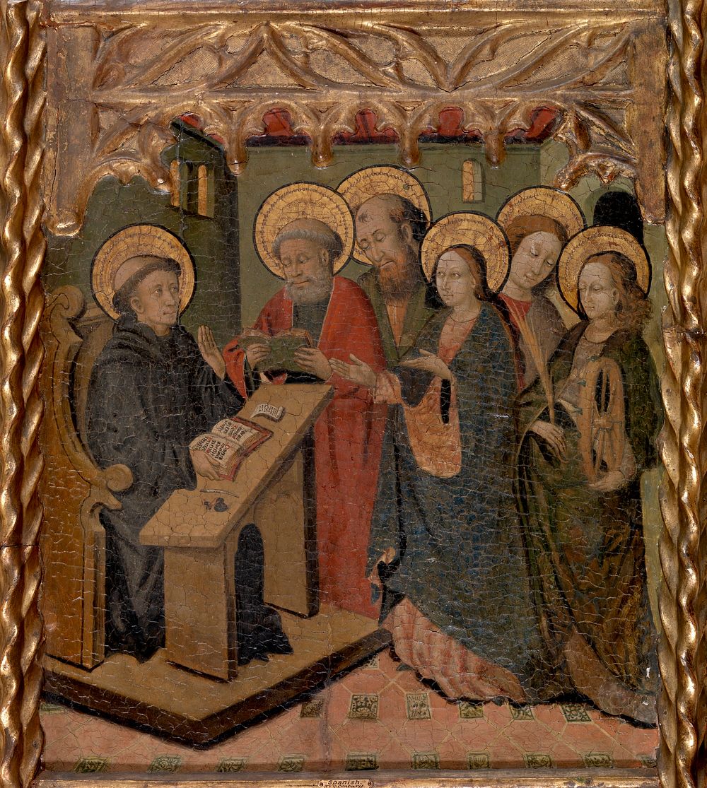 The Virgin Mary and Saints Peter, Paul, John the Evangelist, and Catherine of Alexandria Appearing to Saint Martin by Master…
