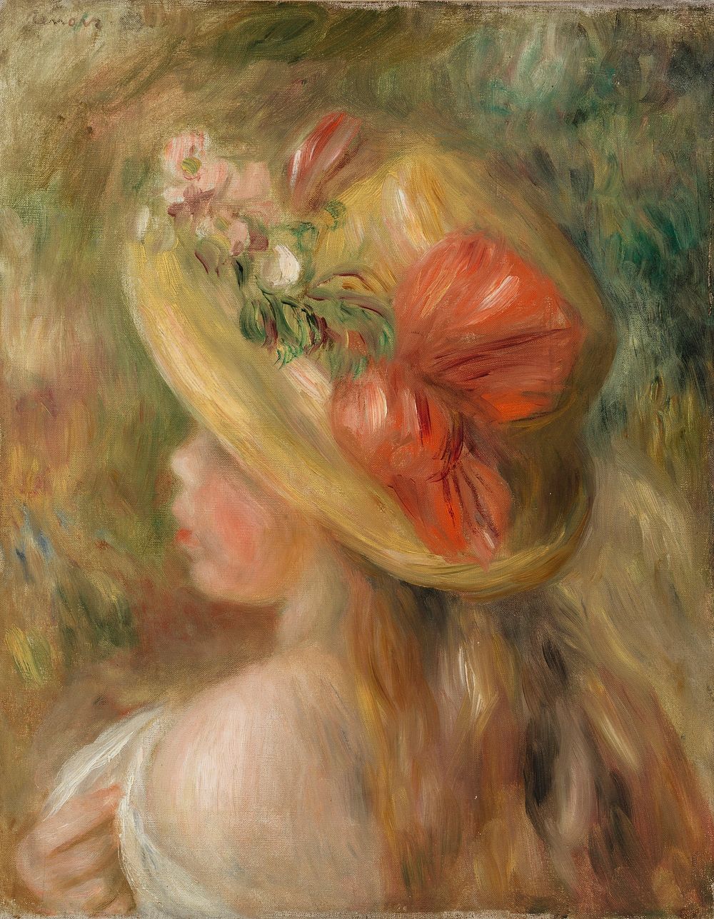 Young Girl with Hat (Jeune fille au chapeau) by Pierre Auguste Renoir
