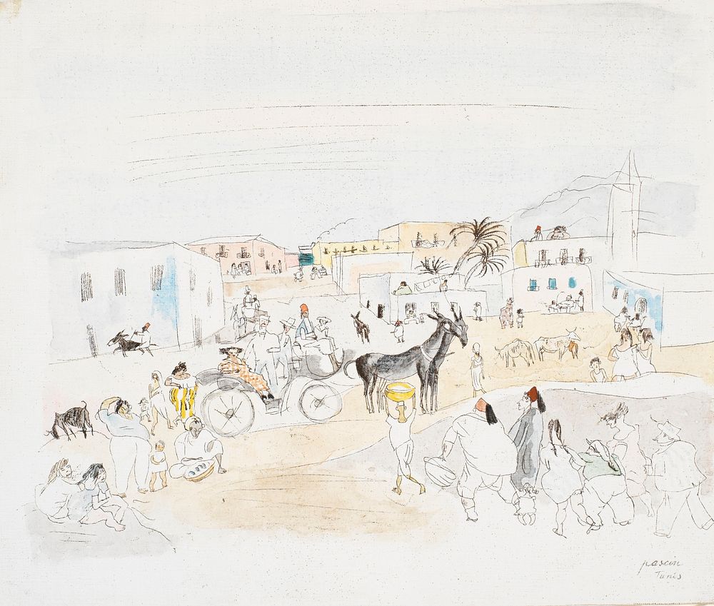 Landscape with Carriage and Figures, Tunis by Jules Pascin