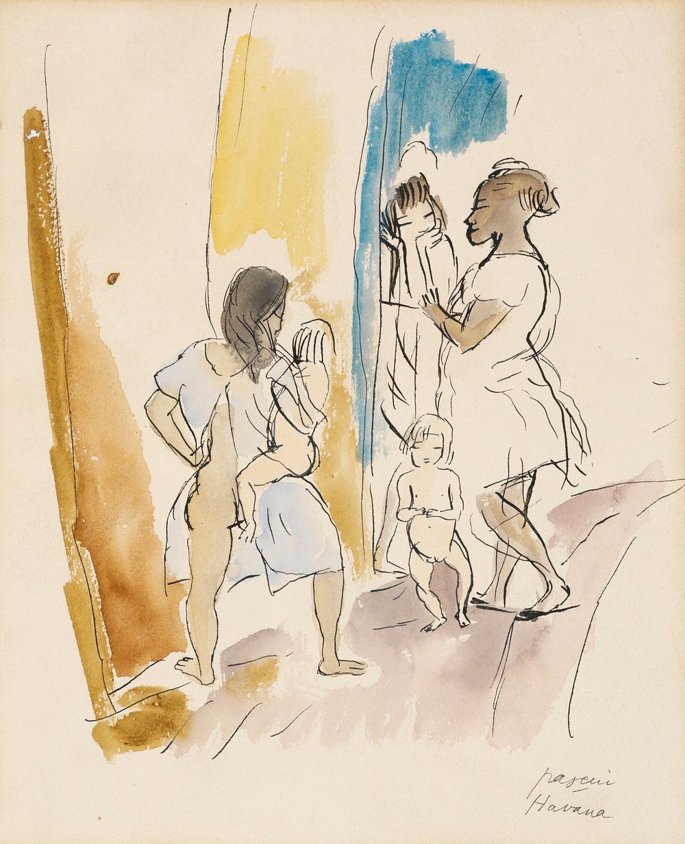 Three Women and Two Children, Havana by Jules Pascin