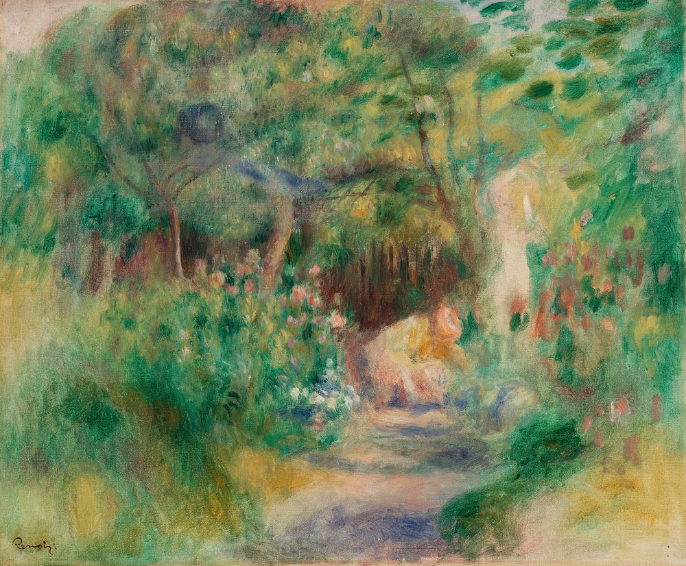 Landscape with Woman Gardening (Paysage et femme jardinant) by Pierre Auguste Renoir