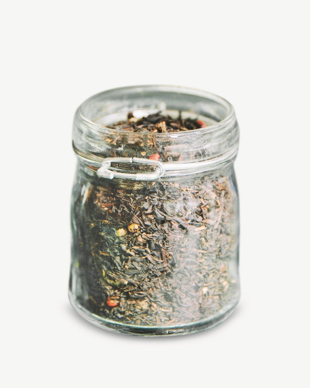Tea leafs jar collage element psd