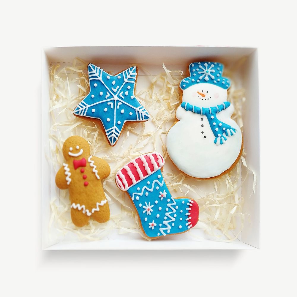 Christmas cookies box collage element psd
