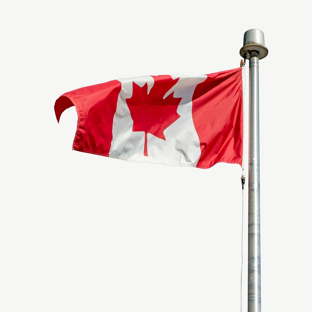 Canadian flag against blue sky. Free public domain CC0 photo. collage element psd