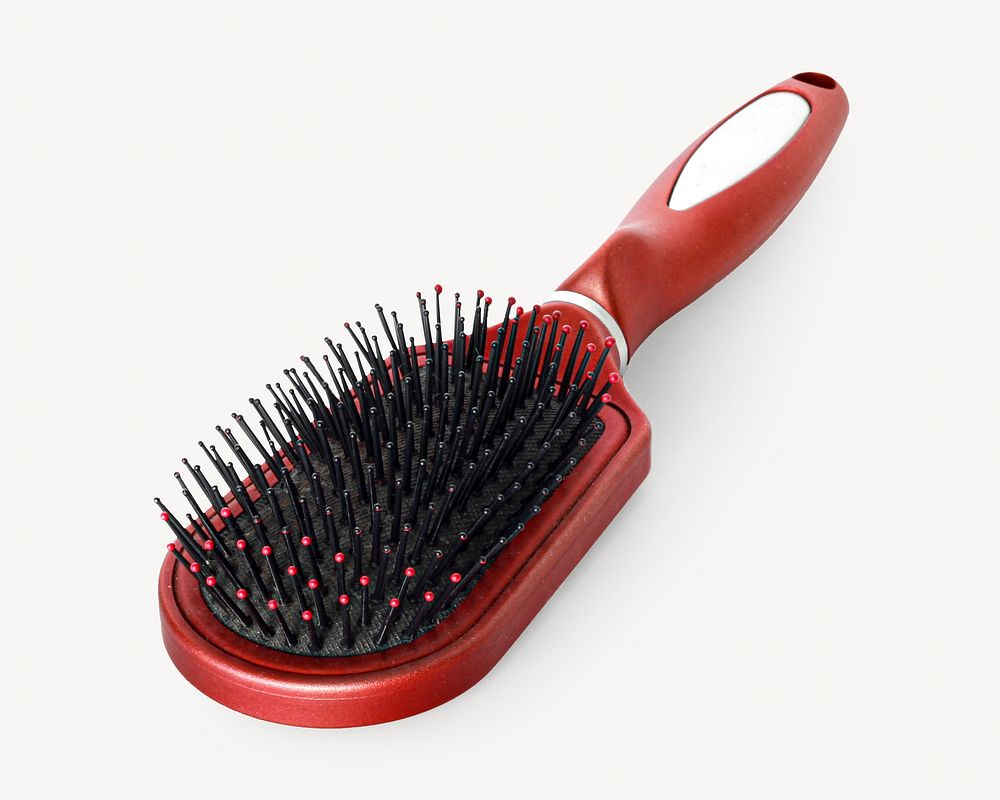 Red hairbrush isolated image