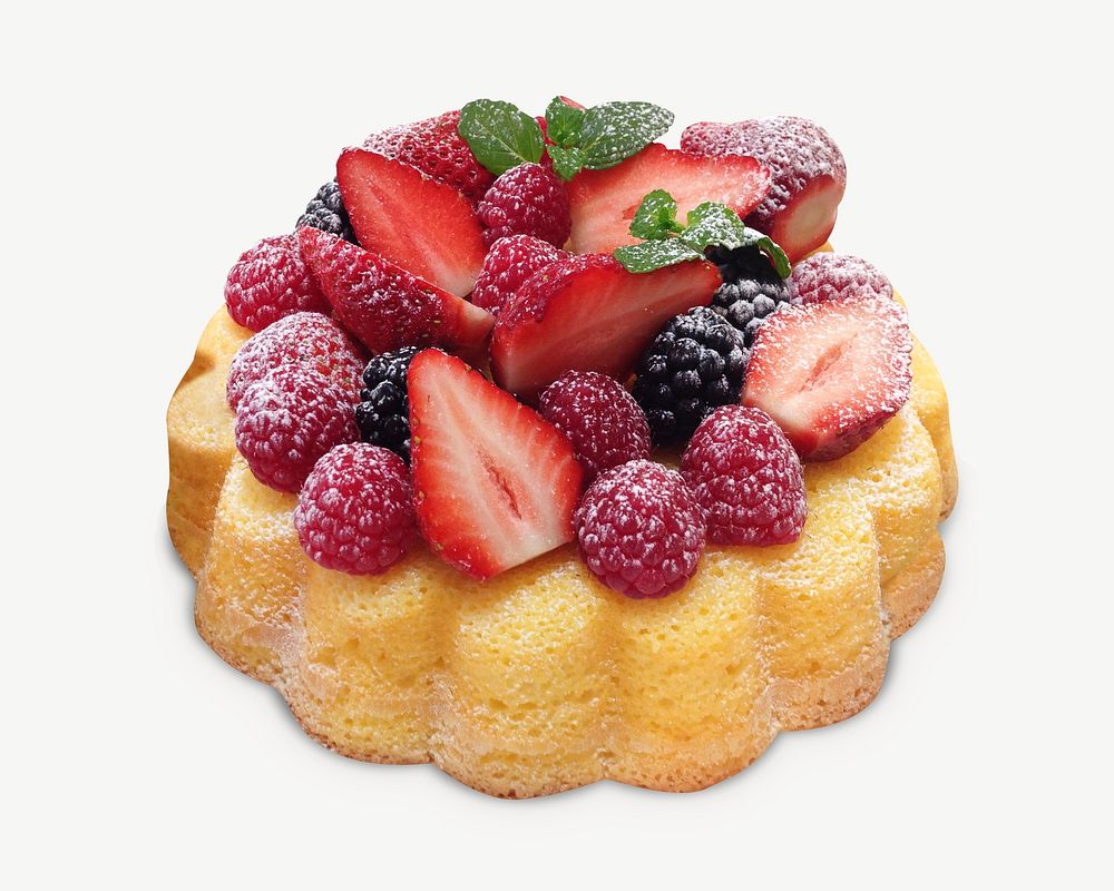 Strawberry cake dessert collage element psd