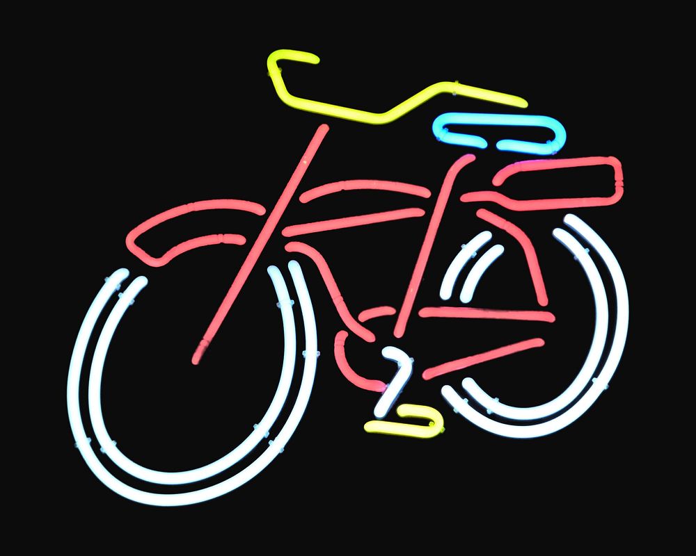 Neon bicycle illustration, isolated vehicle image