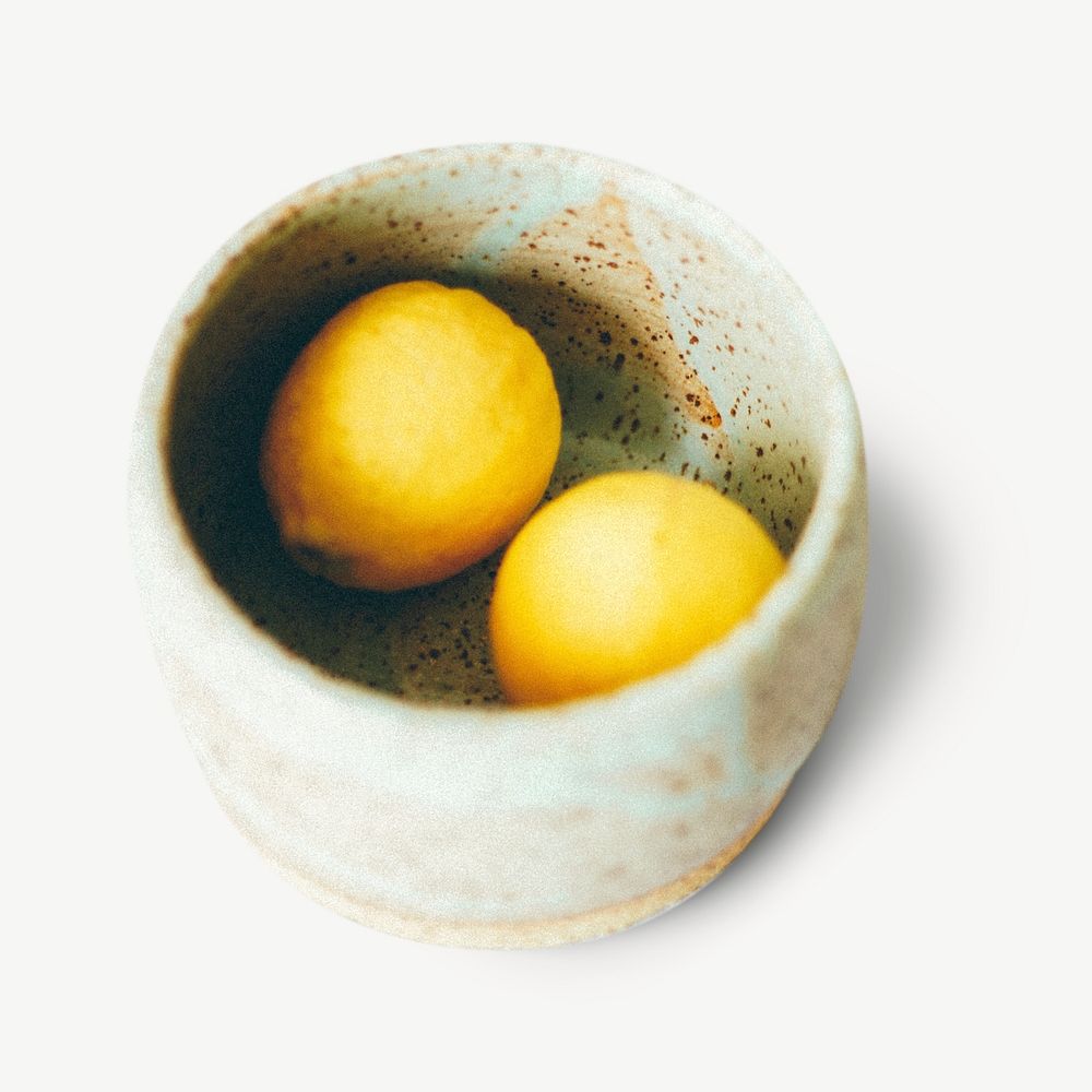 Lemon fruit bowl collage element psd