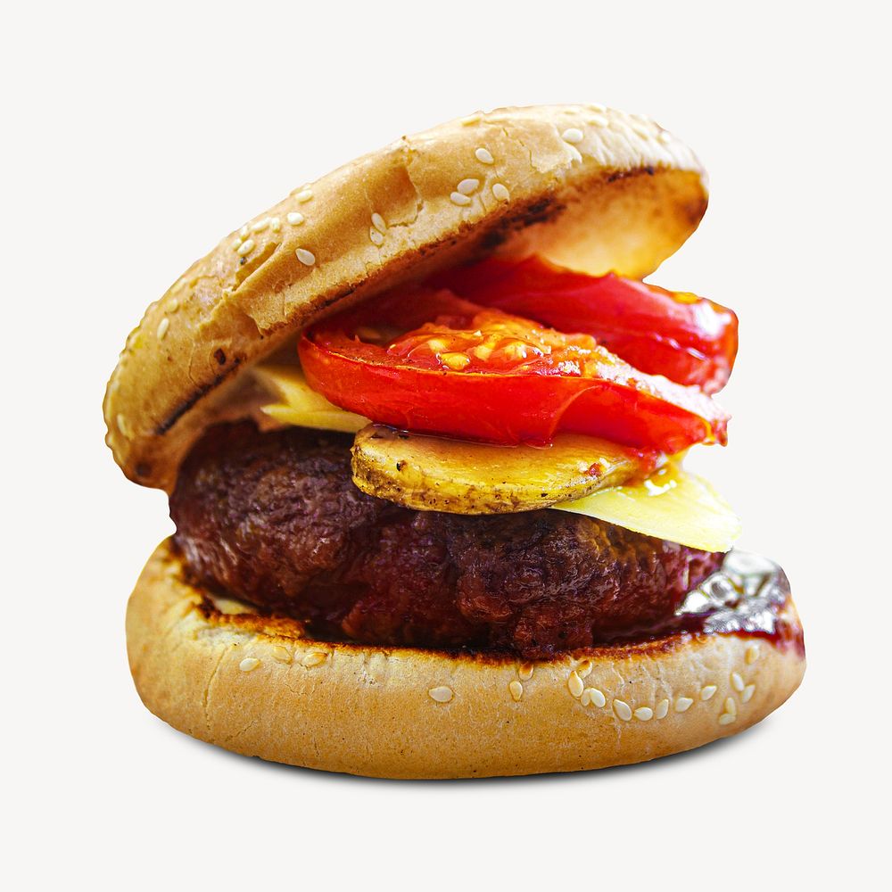 Beef burger collage element, food & drink isolated image