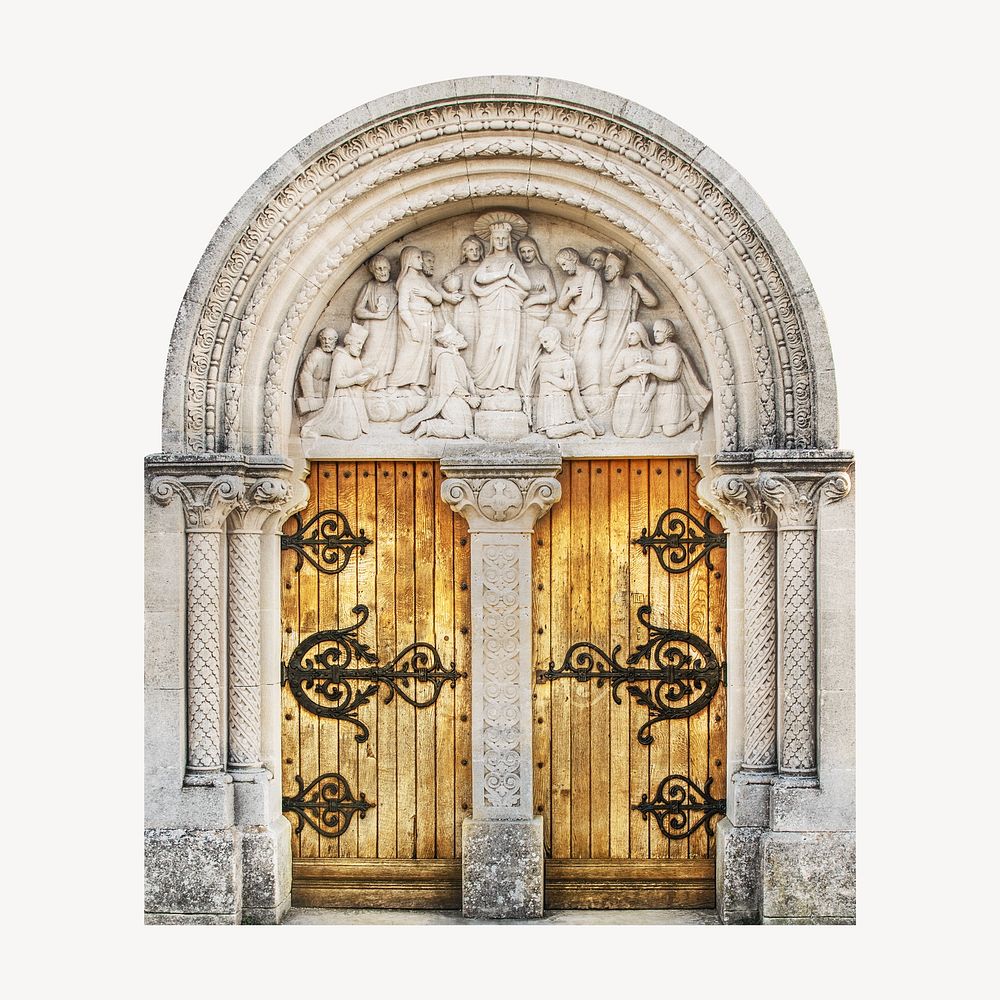 Gothic church door, isolated architecture image