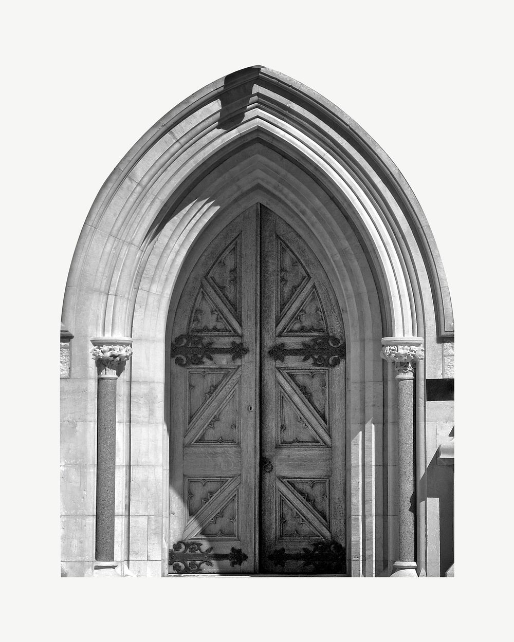 Gothic church door, architecture collage element psd