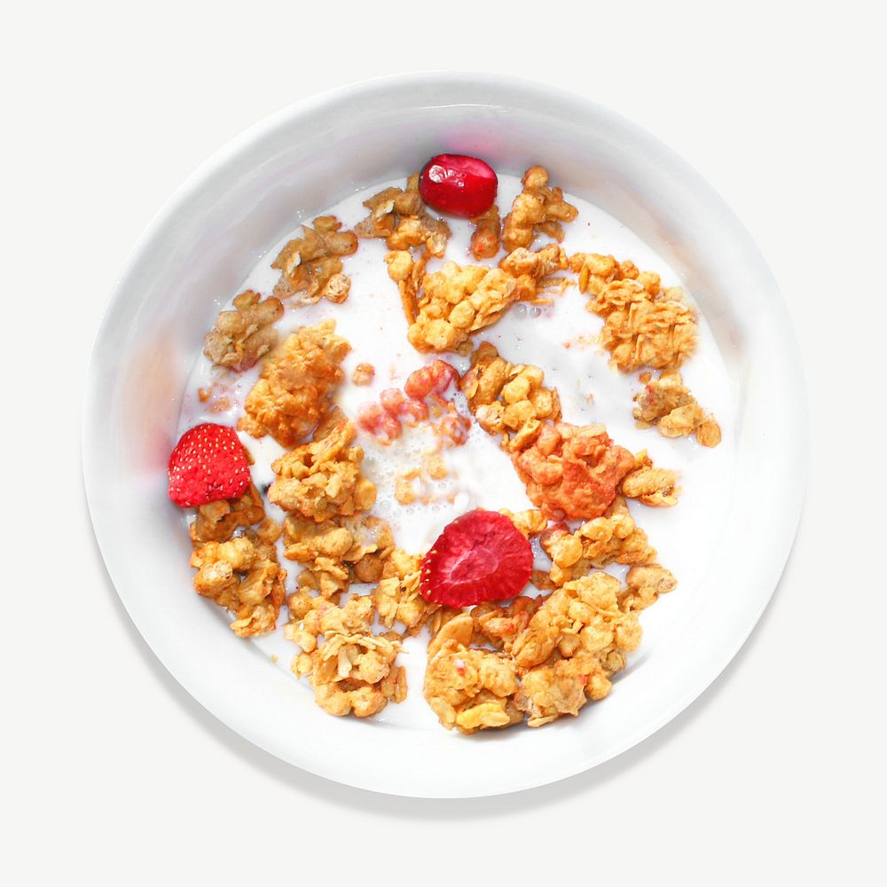 Cereal bowl collage element, food isolated image