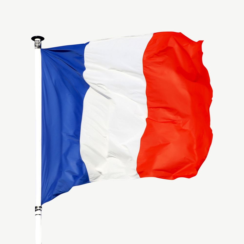 French flag collage element psd
