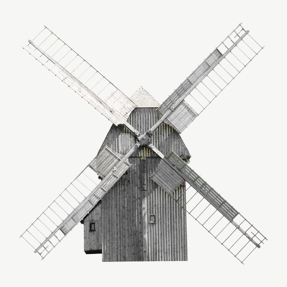 Countryside windmill  collage element psd