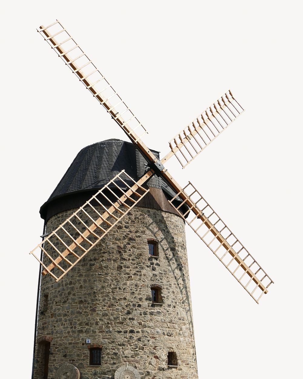 Rustic windmill collage element isolated image