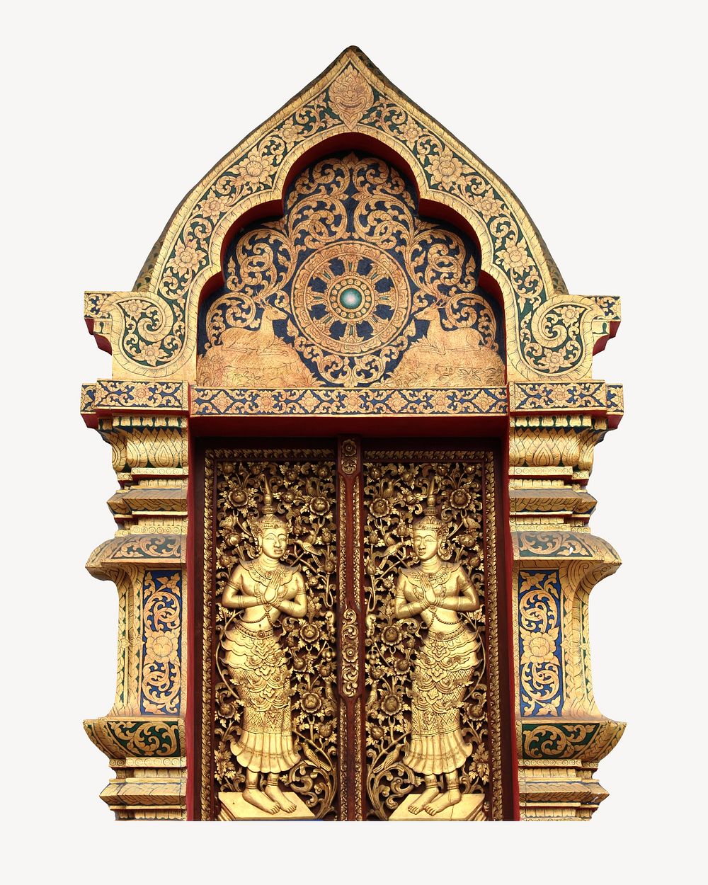 Temple door collage element isolated image