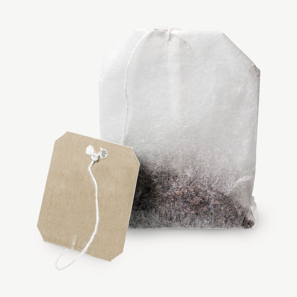 Tea bag collage element psd