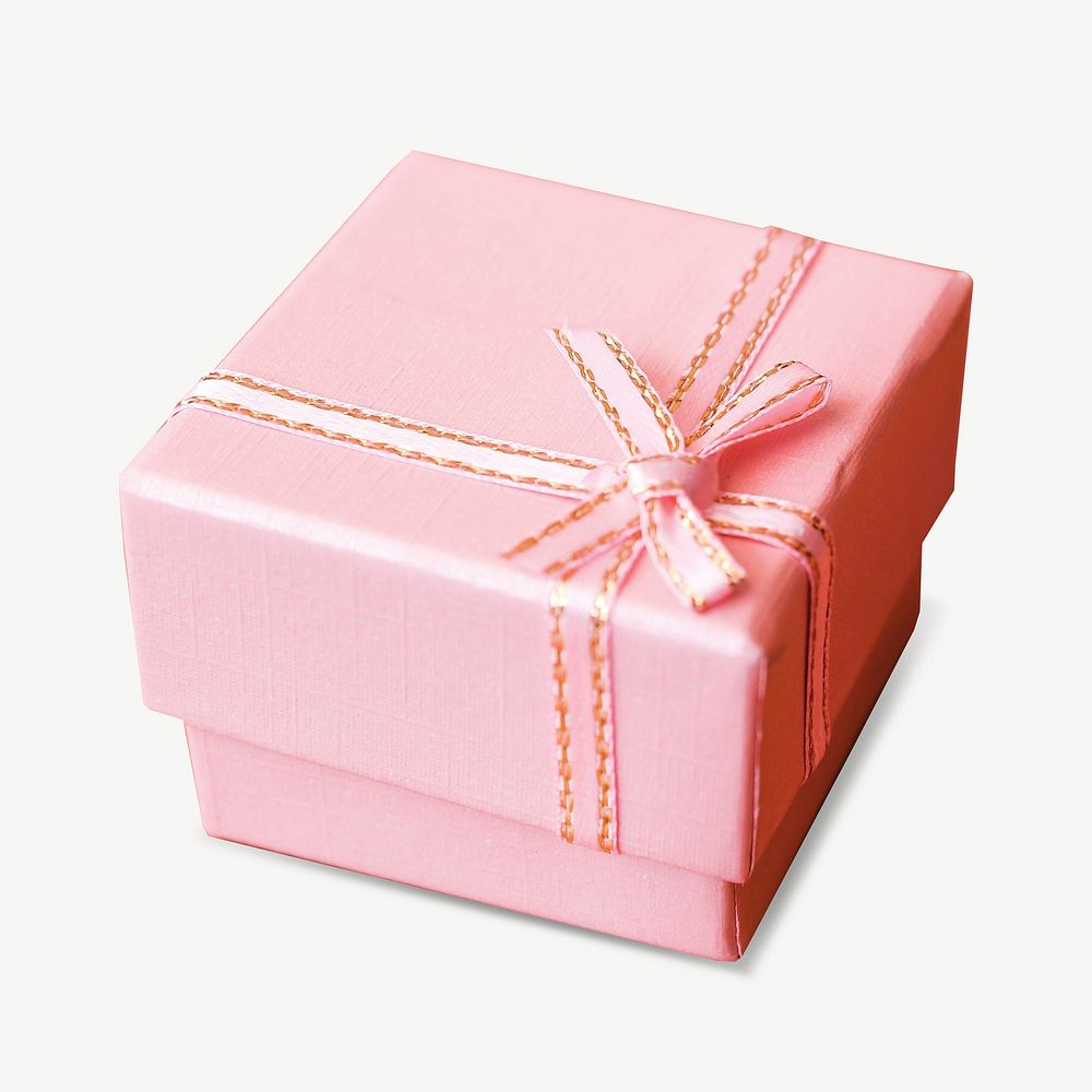Pink gift box collage element psd