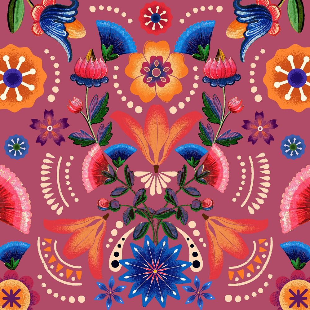 Colorful traditional flower background, vintage pattern