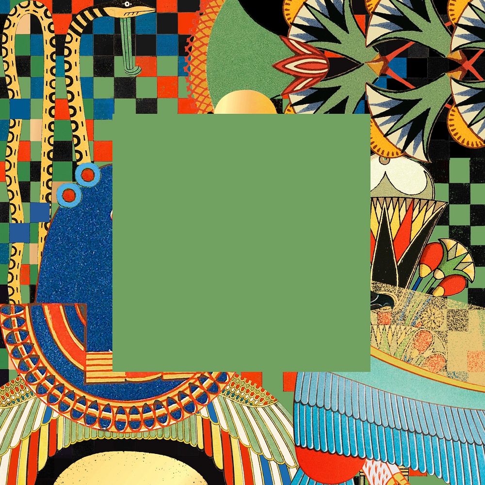 Ancient Egypt patterned frame background, colorful vintage illustration